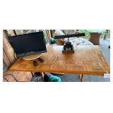 Wooden Dining Table with Parquet Design