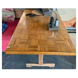 Wooden Dining Table with Parquet Design