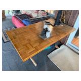 Wooden Dining Table with Parquet Design