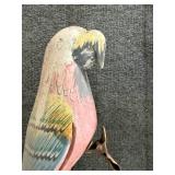 Vintage Carved Wooden Parrots and Antique Glass Bottles Set