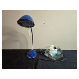 Adjustable Blue Desk Lamp with Broken Candle