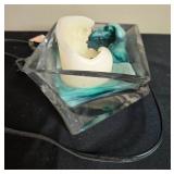 Adjustable Blue Desk Lamp with Broken Candle