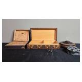 Collection of 3 Vintage Wooden Boxes with Decorative Lid and Other Unique Items