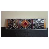 Stained Glass Geometric Window Panel 28" x 8"