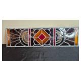 Stained Glass Geometric Window Panel 28" x 8"