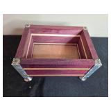 Handcrafted Wooden Jewelry Box with Detailing - BOX ONLY Purple Bag NOT Included