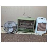Lot of 3 Heaters and Fans - Holmes Space Heater, Mytek Floor Fan, and Vintage Electric Heater