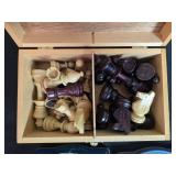 Vintage Chess and Checkers with Wooden and Tin Boxes