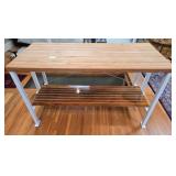 Butcher Block Kitchen Island with Shelf