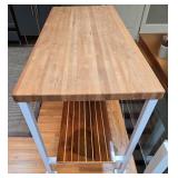 Butcher Block Kitchen Island with Shelf