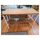 Butcher Block Kitchen Island with Shelf