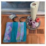 Set of Colorful Candles with Decorative Platter and Hooks