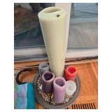 Set of Colorful Candles with Decorative Platter and Hooks