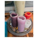 Set of Colorful Candles with Decorative Platter and Hooks