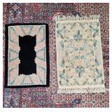 Set of 2 Vintage Rugs with Floral and Abstract Designs