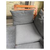 Wooden Patio Couch and Ottoman Set with Cushions