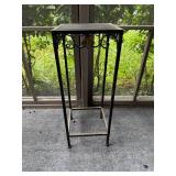 Tall Iron Plant Stand with Decorative Leaf Design