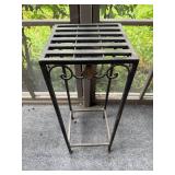 Tall Iron Plant Stand with Decorative Leaf Design