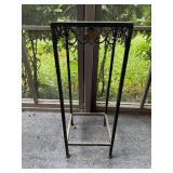 Tall Iron Plant Stand with Decorative Leaf Design