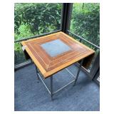 Vintage Drop-Leaf Table with Metal Legs