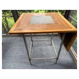 Vintage Drop-Leaf Table with Metal Legs