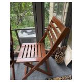 Pair of Wooden Folding Chairs with Plaid Cushions