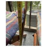 Pair of Wooden Folding Chairs with Plaid Cushions