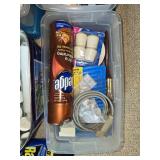 Assorted Lot of Household Items Including Candles, Cleaning Supplies, and Personal Care Products