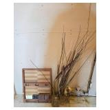 Decorative Wood Shadow Box and Dried Branches Set