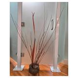 Decorative Floor Standing Metal Planter with Dried Branch Arrangement