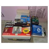 Collection of Philips and Leviton Light Bulbs Including Agro-Lite and Halogena