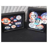 COLLECTABLE POLITICAL BUTTONS IN SHADOW BOXS