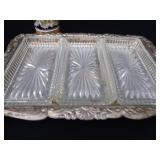SILVER PLATE / VINTAGE IRVINWARE SERVER WITH 3 GLASS TRAYS / GERMAN STEIN