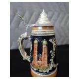 SILVER PLATE / VINTAGE IRVINWARE SERVER WITH 3 GLASS TRAYS / GERMAN STEIN