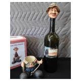 JUMBO WINE BOTTLE AND FISHERMAN WINE STOMPER