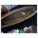 VINTAGE BRASS SAIL BOAT / SEA GLASS