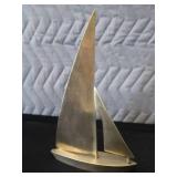 VINTAGE BRASS SAIL BOAT / SEA GLASS