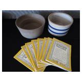 BLUE BAND STONEWARE CROCK / PLUS 1952 NATIONAL GEO MAGS