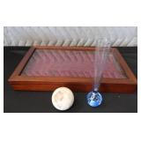 GLASS LIDDED BOX / STONE ORB / DAINTY VASE