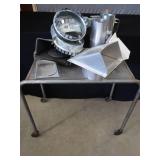 ROLLING METAL TABLE AND ODDS AND ENDS