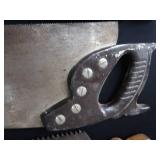 4 VINTAGE WOOD HAND SAWS