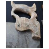 4 VINTAGE WOOD HAND SAWS