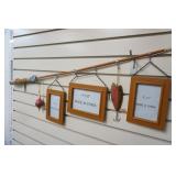 Wooden Fishing Pole Picture Frames Wall Hanging 38" long. NEW