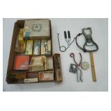 Vintage/Antique Lure Boxes (empty), variety of vintage fishing tools and more