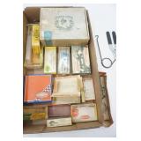 Vintage/Antique Lure Boxes (empty), variety of vintage fishing tools and more
