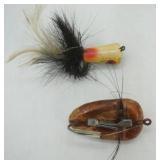 Vintage Lures: wooden Fly Fishing Popper and wooden mouse
