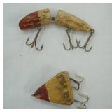 Vintage Lures: Red & White jointed Oreno & Wooden Mouse
