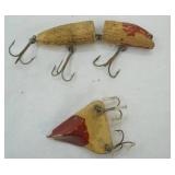 Vintage Lures: Red & White jointed Oreno & Wooden Mouse