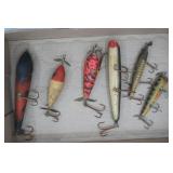 Vintage Lures wooden Musky Lures, Dalton Special, Barracuda double spinner, Creek Chub Pikie Minnow and more
