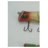 2 Vintage Fishing Lures; Wooden Fly Popper & Shakespeare Swimming Mouse